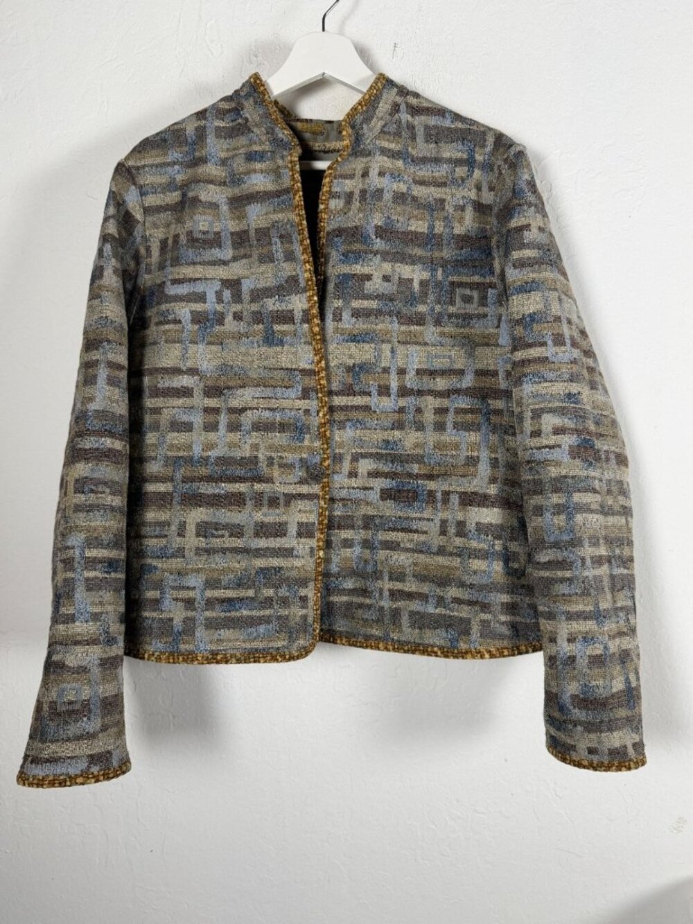 Première Reversible Jacket Green Gold Metallic Abstract Geometric Art To Wear XL - Picture 6 of 14